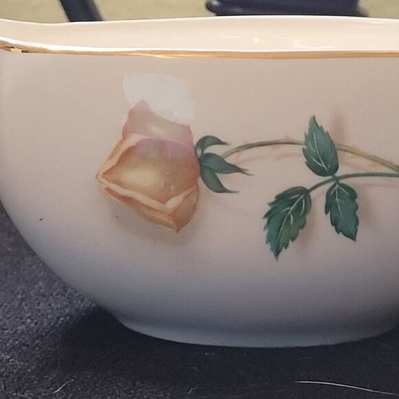 VTG Canonsburg Gravy Boat w/ Underplate Floral Yellow Trim White China GUC - Picture 11 of 11